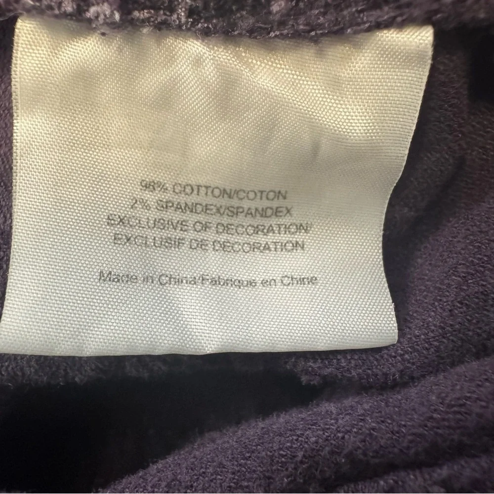 Tory Burch Super Skinny Corduroy Low Rise Deep Purple Pant Women’s Sz. 25